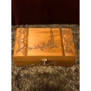 Vintage Hand Carved Jewelry Music Box